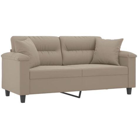 2-Sitzer-Sofa mit Kissen Taupe 140 cm Mikrofasergewebe vidaXL