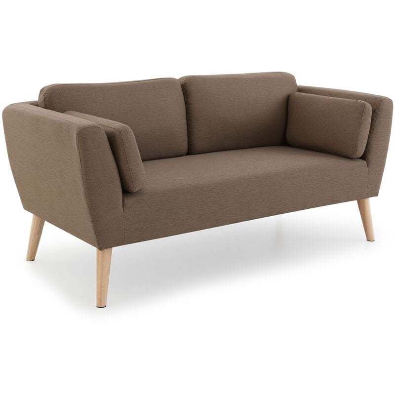 Mc Haus - 2-Sitzer-Sofa mit Stoffbezug, Möbel für Wohn- oder Esszimmer, mit 2 Kissen im Lieferumfang, gepolsterter Sitz mit Massivholzbeinen und