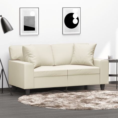 2-Sitzer-Sofa mit Zierkissen Creme 120 cm Kunstleder vidaXL
