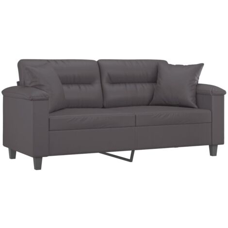 2-Sitzer-Sofa mit Zierkissen Grau 140 cm Kunstleder vidaXL