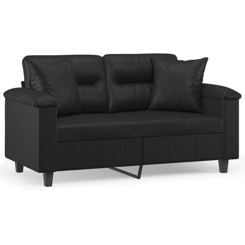 Vidaxl - 2-sitzer-sofa Mit Zierkissen Schwarz 120 Cm Kunstleder