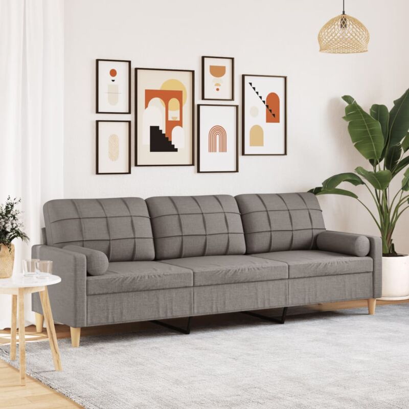 Sofa 3-sitzer Mit Zierkissen Taupe 210 Cm Stoff - Vidaxl
