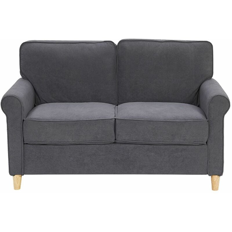 Beliani - Sofa 2-Sitzer Wohnzimmer Grau Samtstoff 100% Polyester Retro Trendy Modern - Grau