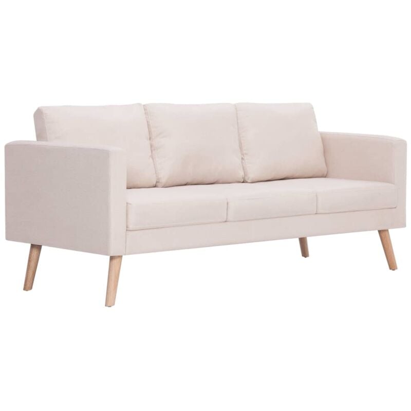 3-Sitzer-Sofa Stoff Cremeweiß - Creme - Vidaxl