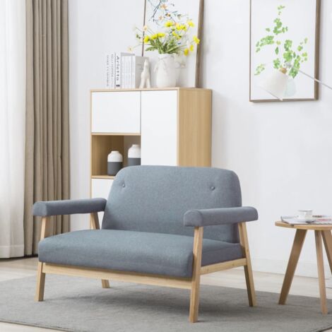 2-Sitzer-Sofa Stoff Hellgrau vidaXL