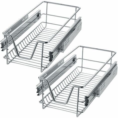 2 Sliding wire baskets with drawer slides - sliding wire basket, drawer slides, kitchen drawer runners
