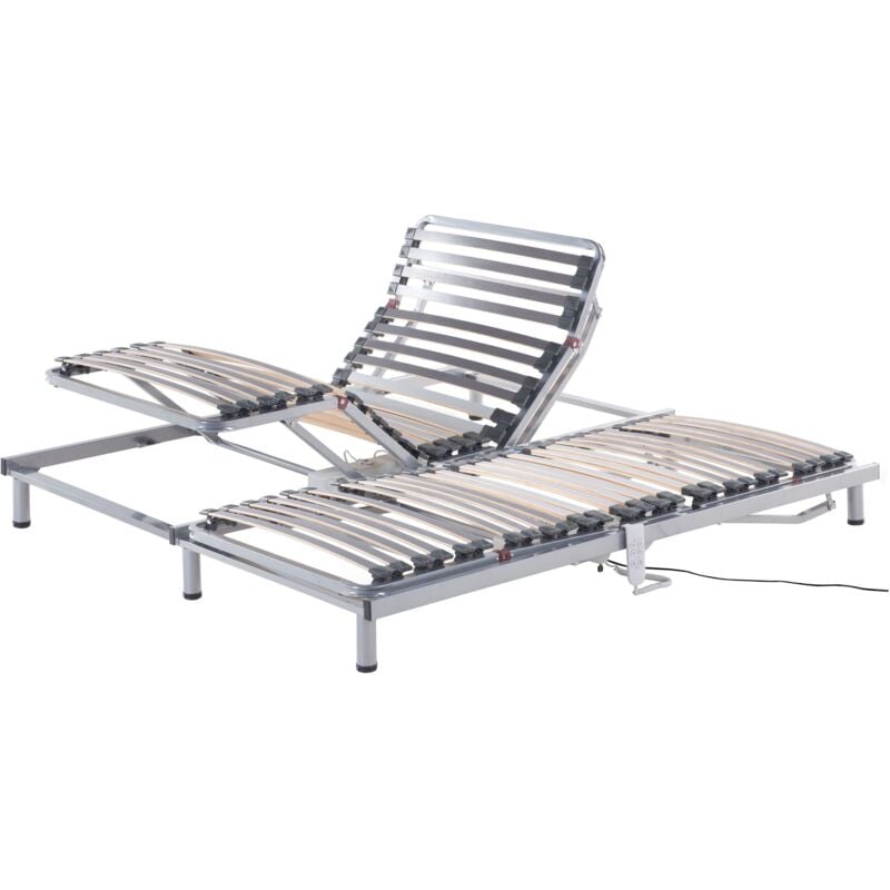 Beliani - 2 Sommiers à Lattes Réglables Electriquement 180 x 200 cm en Acier et Bois Comfort