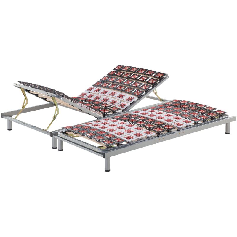 Beliani - Set de 2 Sommiers à Lattes Réglables Manuellement 180 x 200 cm en Acier Bois Star