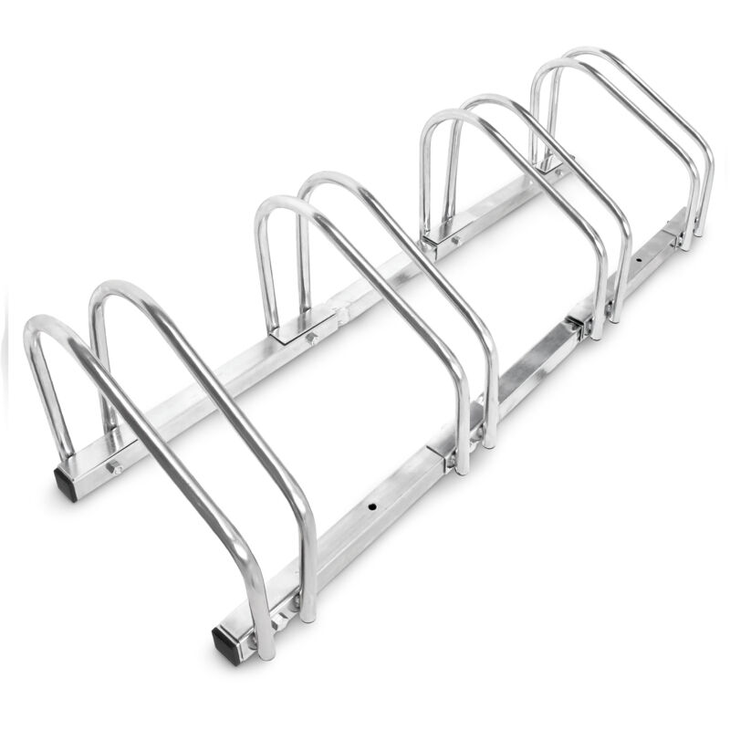 

Relaxdays - 2 Soportes Bicicletas Suelo o Pared, Portabicicletas para 4 bicis, Acero Cromado, Exterior, 26x100x32cm, Plateado