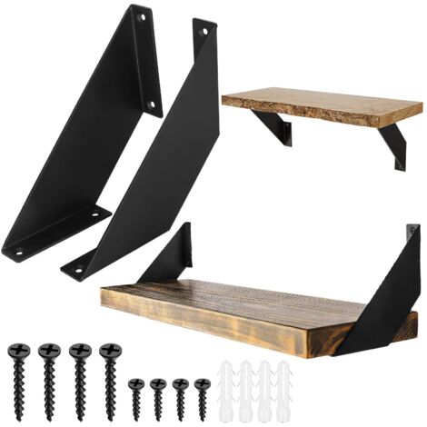 2 soportes de pared de 15 cm para estantes flotantes. Soportes metálicos resistentes con tornillos para estanterías, jardines y cocinas.