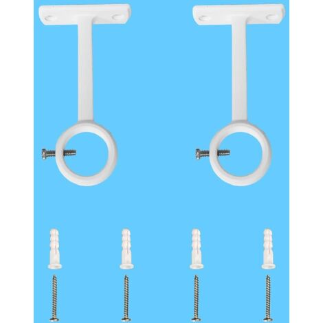 2 soportes para barra de cortina, fijación para barra de cortina, soporte para barra de cortina de pared y techo, blanco