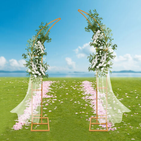2 soportes para ceremonias de boda, soportes curvados para ceremonias de boda, soportes arqueados para fondo, destinados a ceremonias y celebraciones, color dorado.
