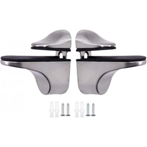 2 soportes para estantes de vidrio plateado cepillado, 2 soportes ajustables, 3 soportes para estantes de madera/vidrio de 21 mm de espesor - estante montado en la pared