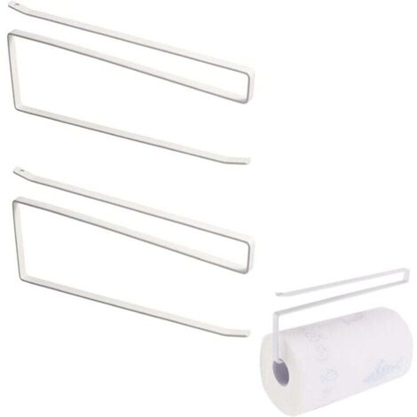 2 soportes para rollos de cocina, sin necesidad de taladrar, aptos para espacios pequeños y soportan fácilmente el peso de las toallas de papel.