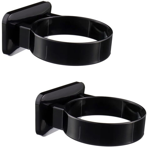2 soportes para secador de pelo negros, sin perforaciones, autoadhesivos, de pared.