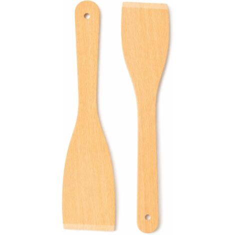 2 Spatule, Bois de hêtre, 30 cm, Lisse, Anti-rayures, Cuisson