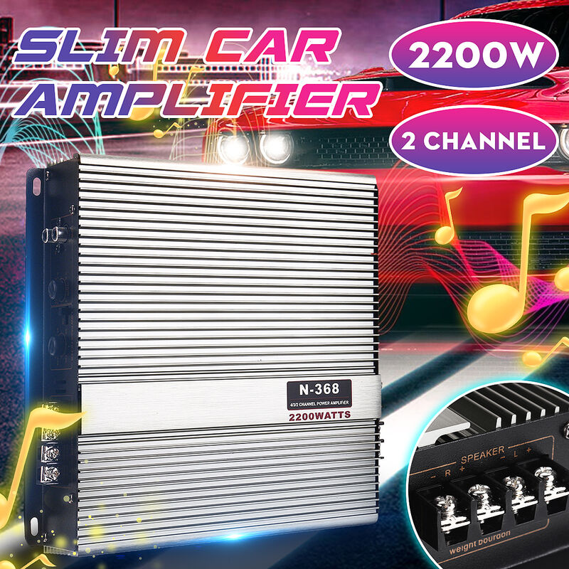 2 Speakers Powerful 2200W 2.0 Channels Audio Power HiFi Amplifier 10-16V Speaker av Amplifier for Car Home