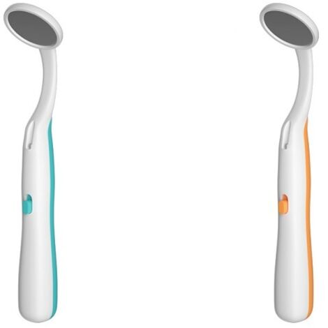 2 specchietti dentali a LED per l'ispezione dentale con luce LED brillante per la cura dentale (blu + arancione)