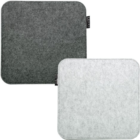 2 Square Felt Seat Cushions - 35x35cm Chair Pads - 8mm Seat Covers - Reversible