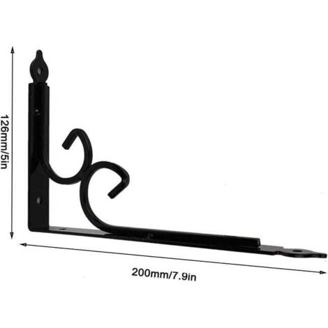 2 staffe metalliche a forma di L, staffe per mensole a parete, per personalizzare i supporti a parete, incluse viti e tubi di espansione, nere (200 mm)