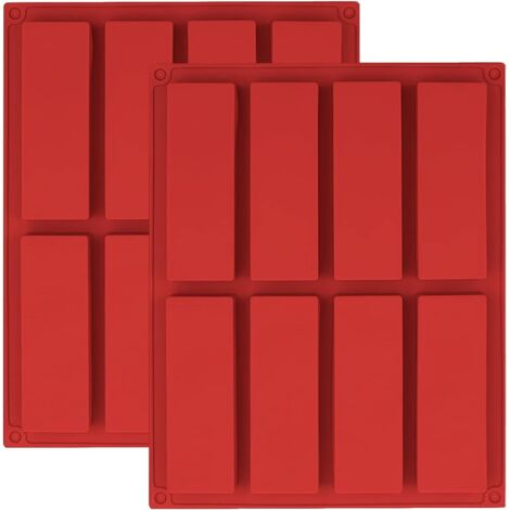 2 stampi per barrette di cereali, stampo rettangolare in silicone a 8 cavità per pane, torte, barrette di cioccolato, barrette di granola, biscotti