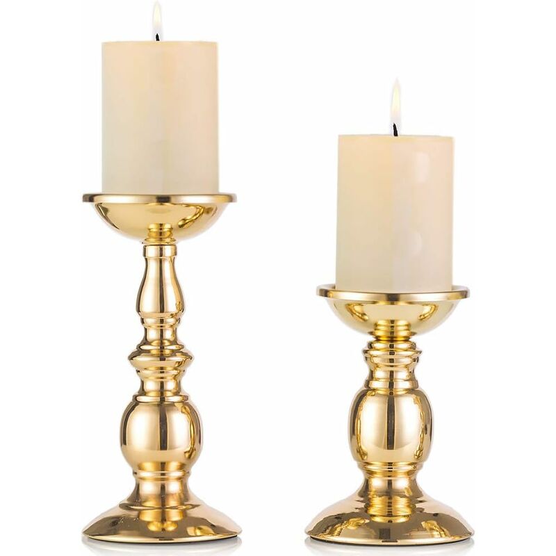 2 Stück Stumpenkerzenhalter für 80mm Kerzen Säulenförmiger Eisenkerzenhalter, Hochzeit / Party / Geburtstag Tischdekoration Kerzenhalter, Candlelight
