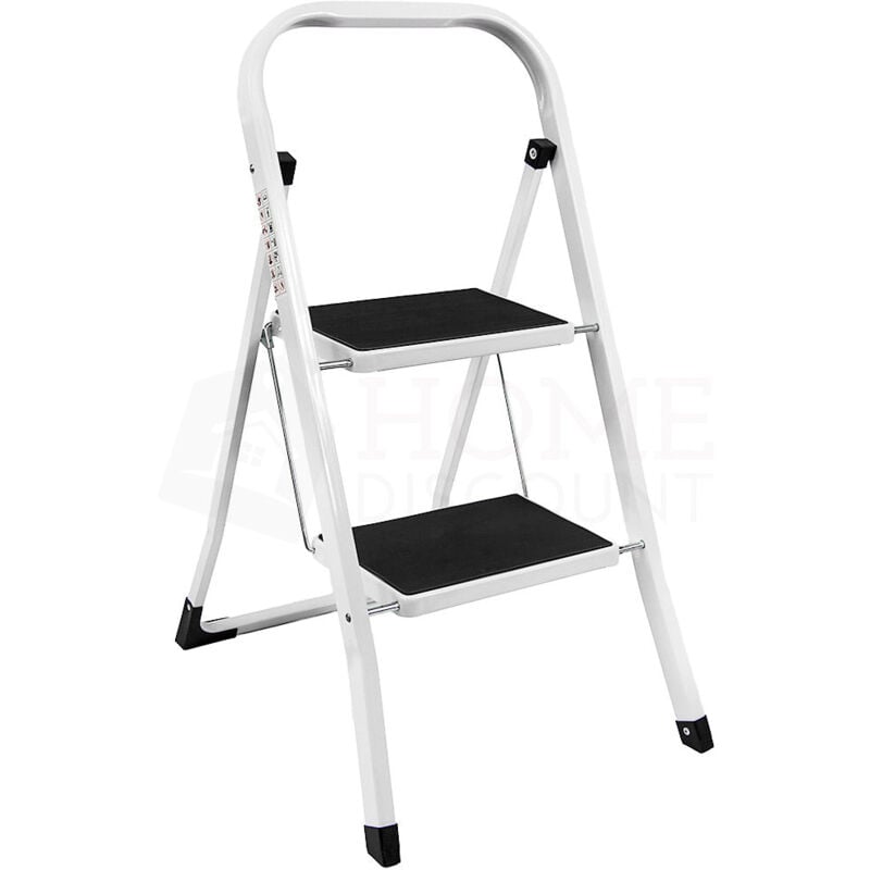 2 Step Ladder With Anti-Slip Mat Iron Frame Home DIY Stool