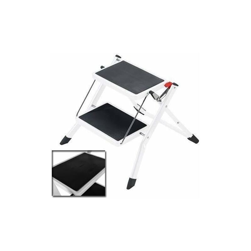2 Step mini Ladder Lightweight Safety Non Slip Mat Heavy Duty Steel Folding Portable Kitchen Stool Caravan Home Garden Tool diy Multi Use 150kg Max
