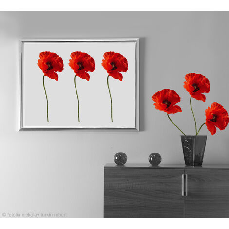 2 Stickers Autocollants Décoratifs Coquelicots Rouges, 30x21cm, x2 - Décoration Intérieure Idéale 
