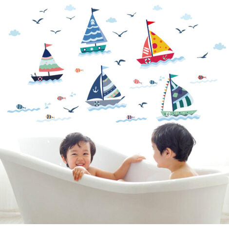 2 stickers muraux pour enfants (50 x 70 cm) et stickers pour carrelage