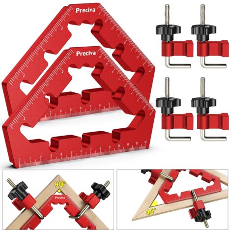 2 Stk Positionierwinkel, Preciva 45/90 Grad Positionierwinkel Rechtwinklige Klemmen aus Aluminiumlegierung Holzbearbeitungswerkzeuge, Zimmermannswinkel für Holzbearbeitung