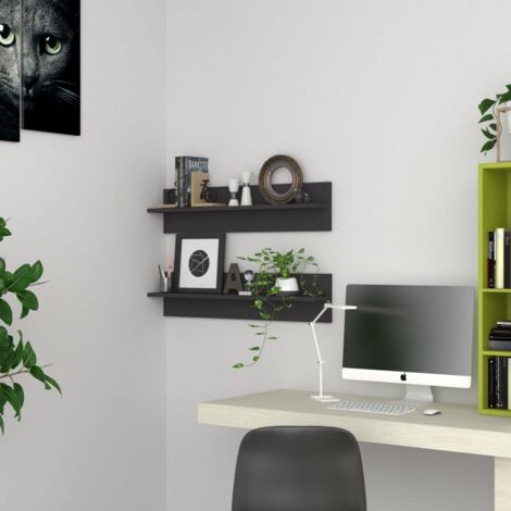 2 Stk. Wandregal，Wandboard für Wohnzimmer, Schlafzimmer, Flur, Badezimmer，Hängeregale Grau 80x11,5x18 cm Holzwerkstoff DTHFF5384020 MaisonChic