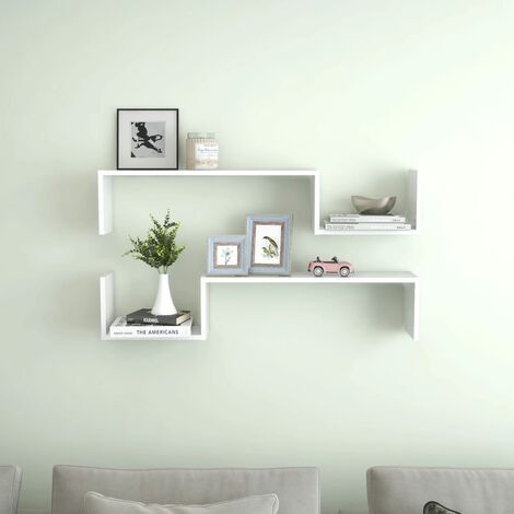 2 Stk. Wandregal，Wandboard für Wohnzimmer, Schlafzimmer, Flur, Badezimmer，Hängeregale Hochglanz-Weiß 100x15x20 cm Holzwerkstoff DTHFF6818977 MaisonChic