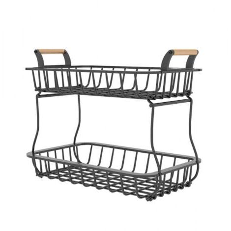 2-stöckiger Obstkorb, Obstschale aus Metall, Brotkorb, abnehmbares Obstregal, Küchenaufbewahrungskorb, vertikale Schrauben, Obstbrot, Gemüsesnacks, Bronze b