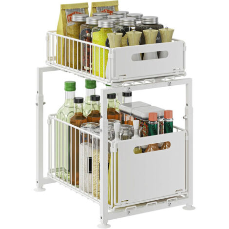 2-Stöckiger Unterschrank Organizer, Schubladen-Organizer Auszieh-Schubladenkorb