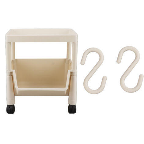 2-stöckiges, multifunktionales Aufbewahrungsregal mit Rollen, 41 cm, platzsparend für Küche, Wohnzimmer, Badezimmer, Waschküche, geruchloser Kunststoff.