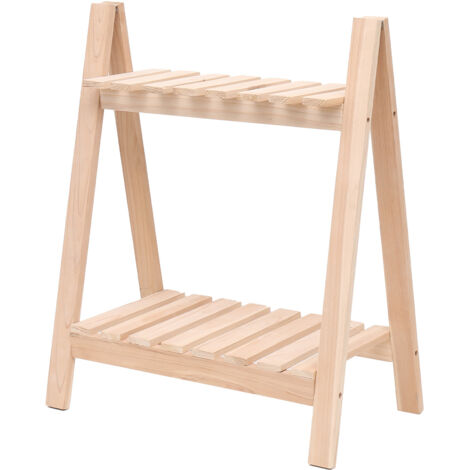 2-stöckiges Pflanzenregal aus Naturholz (50,5 x 28,5 x 61 cm) – Multifunktionales Regal oder Aufbewahrungsständer