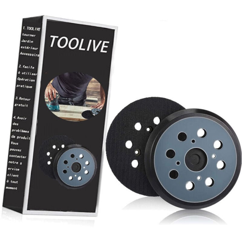 Image of 2 Stück 125 mm Ersatz-Exzenterschleifteller mit Klettverschluss, 8 Löchern, Schleifteller (Blau)