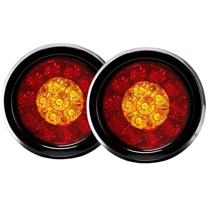 Image of 2 Stück 16 led Runde Rücklicht Bremse mit schwarzen Gummitüllen für Auto lkw Anhänger