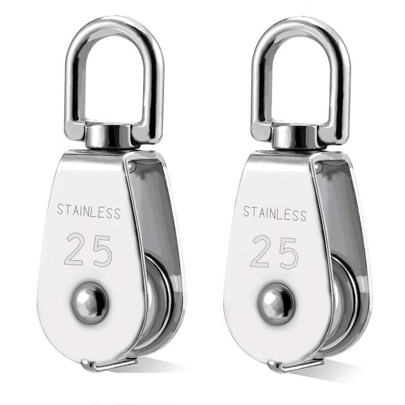 Image of 2 Stück 304 Edelstahl-Riemenscheibe M25 Heberolle Lastrolle