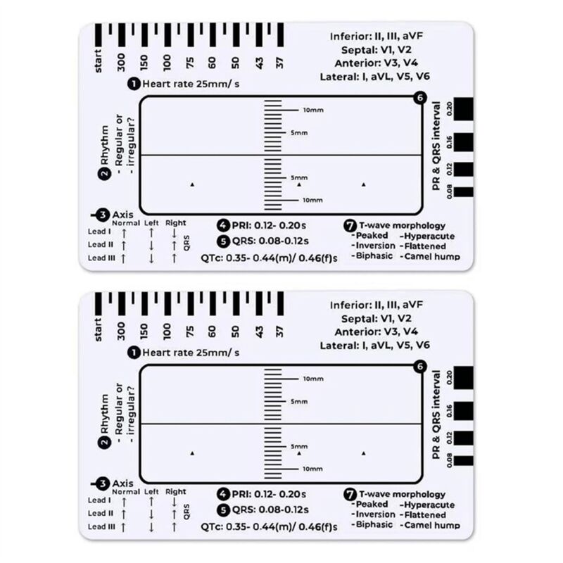 Image of 2 Stück EKG-Lineal mit 7 Schritten, EKG-Lineal zur EKG-Interpretation