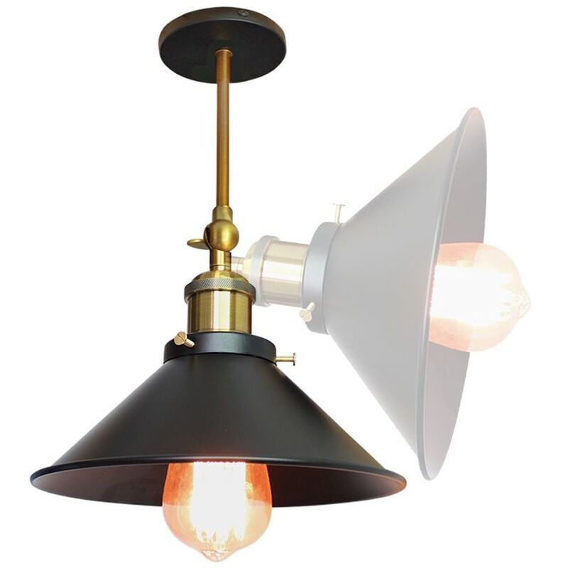2 Stück Industrie Metall Deckenleuchte 26cm Regenschirm Hut Design Schwarz Leuchte, Wandleuchte Lampe E27 Beleuchtung für Küche Esszimmer Wohnzimmer
