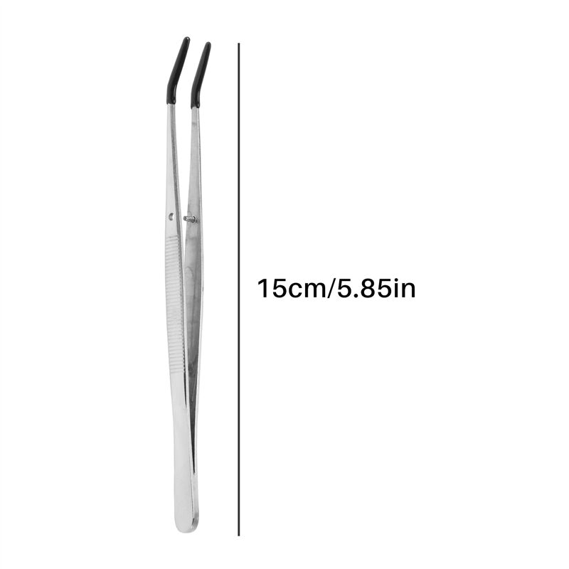 Image of 2 StüCke Pinzette Gebogene Gummi Spitze Edelstahl für Labor Schmuck Herstellung