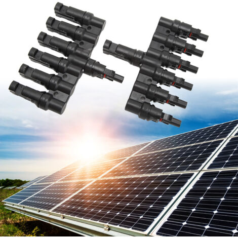 2 Stück 1-6-fach T-Segment-Solarverbinder Parallel-Elektropanel-Kabeladapter-Splitter IP67 PPO Länge 11 cm Schnelle Installation Sicherheit