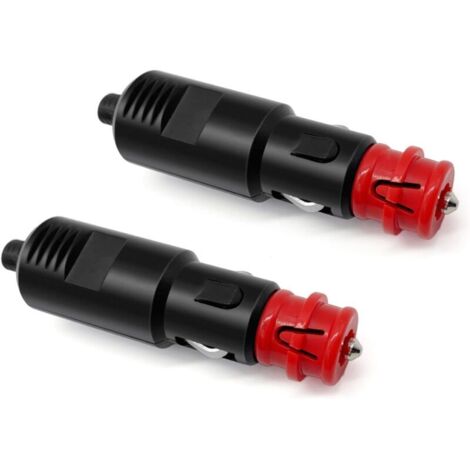 2 Stück 12V/24V Universal-Zigarettenanzünderstecker mit 8A-Sicherung, männlicher Zigarettenanzünderstecker für LKWs, PKWs, Boote, Motorräder