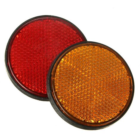 2 Stück 2 Zoll runde rote und orange Reflektoren Universal für Motorrad ATV Bike Dirt Bike