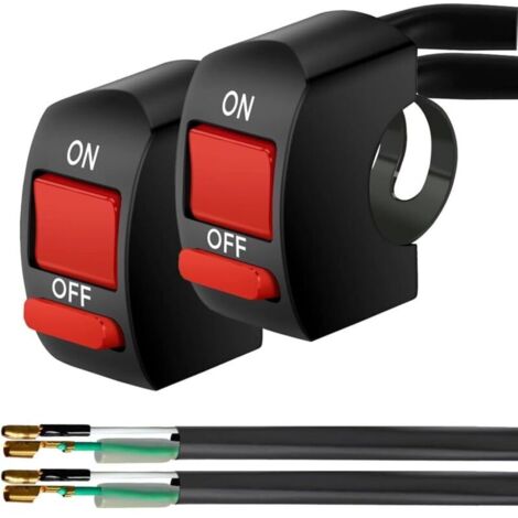 2 Stück 22-mm-Lenkerschalter, Motorrad-Lenkerschalter, universeller wasserdichter Elektrostarter, LED-Scheinwerfer Ein/Aus