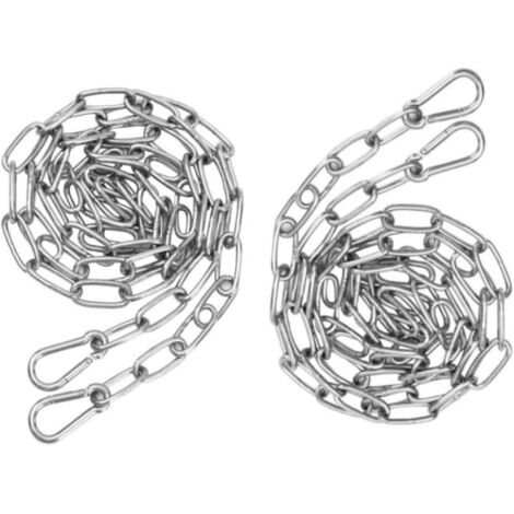 2 Stück 3 mm x 2 m Edelstahlkette + 4 Stück Karabiner-Verlängerungsglieder für die Aufhängung einer multifunktionalen Hängematte mit Ankerkette – insgesamt 4 Meter