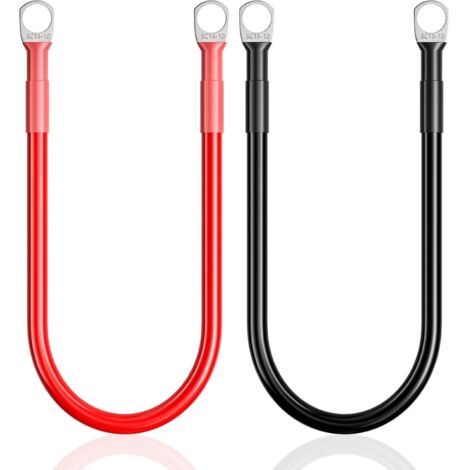 2 Stück 30 cm Batteriekabel 16 mm², rot und schwarz 5 AWG Batterie-Wechselrichterkabel mit Ringkabelschuhen