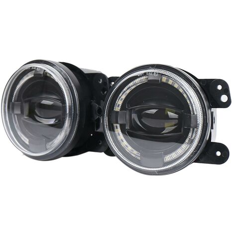 2 Stück 4 Zoll Frontstoßstangenscheinwerfer 12 V 6500 K Nebelscheinwerferlampe Led Angel Eye für Wrangler Pt Cruiser R